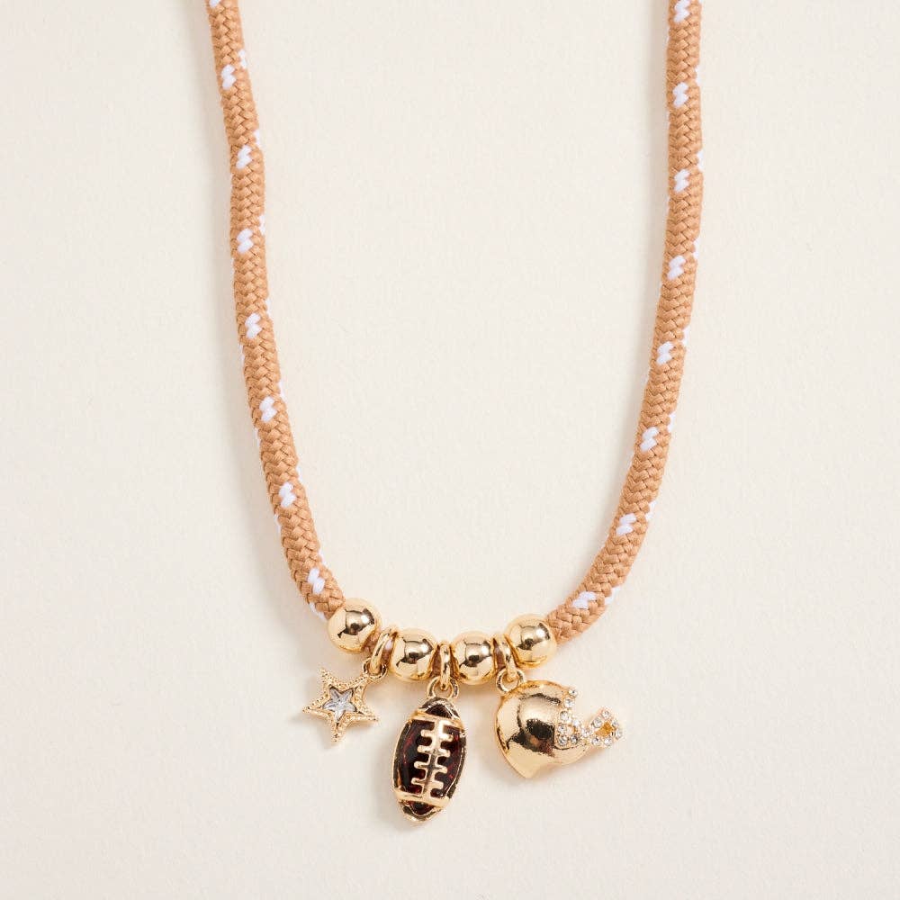 Accessories, Necklaces - 18 Inch Football Helmet Star Charm Game Day Rope Necklace - Gold - Cultured Cloths Apparel