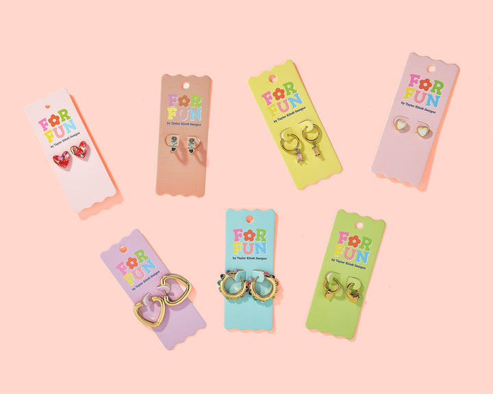 FOR FUN - Huggie Earrings - Light Pink Stone Charm - Maxie