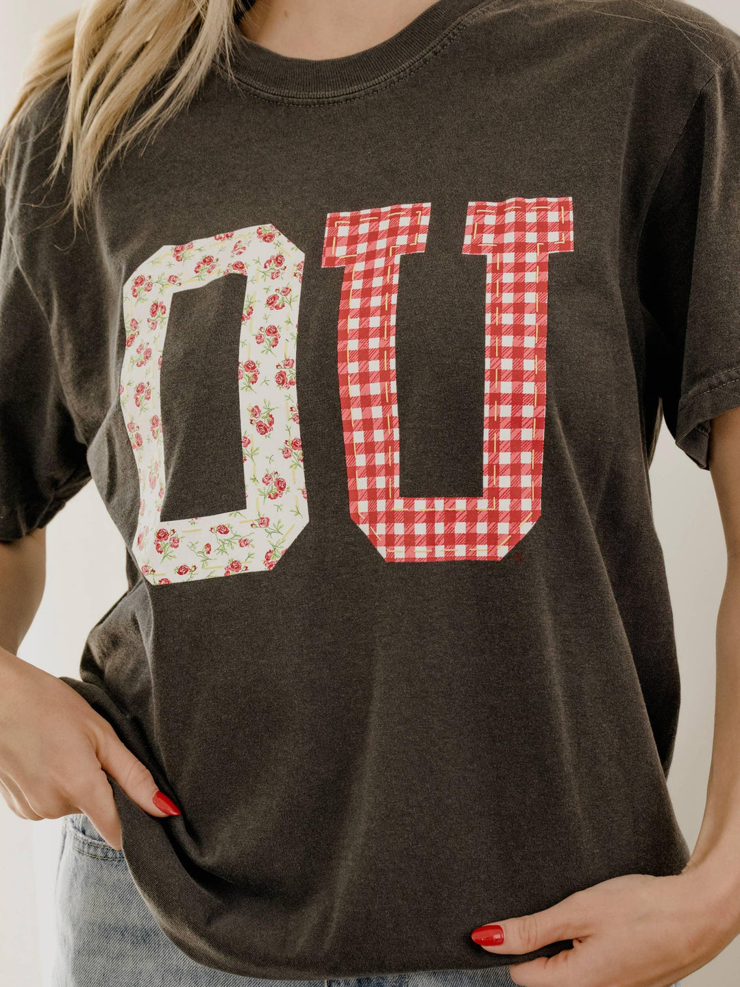 Graphic T-Shirts - OU Sooners Quilted Puff Ink Pepper Comfort Colors Tee - - Cultured Cloths Apparel
