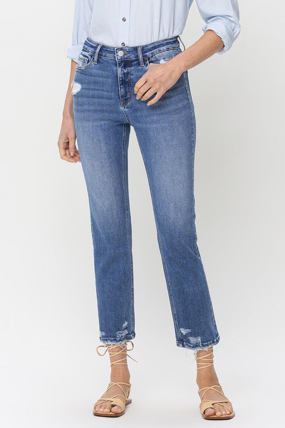 Denim - Lovervet High Rise Raw Hem Straight Jeans - Medium - Cultured Cloths Apparel