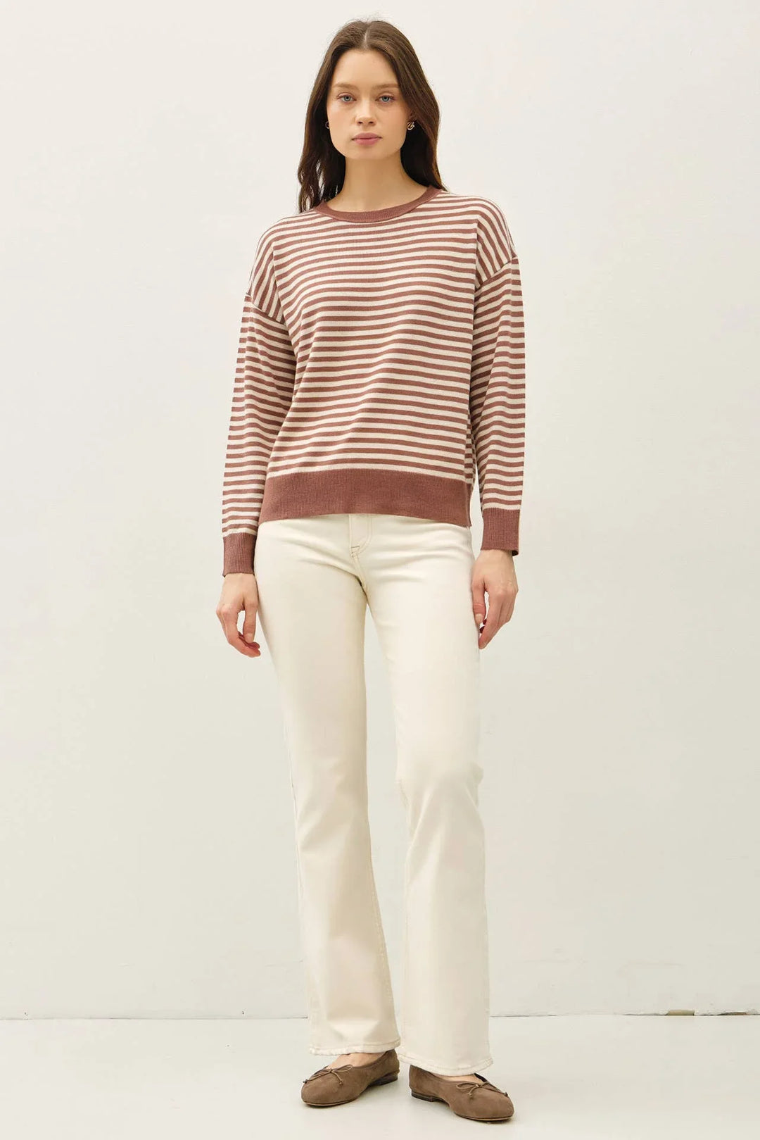 WOOL BLENDED STRIPED SWEATER TOP