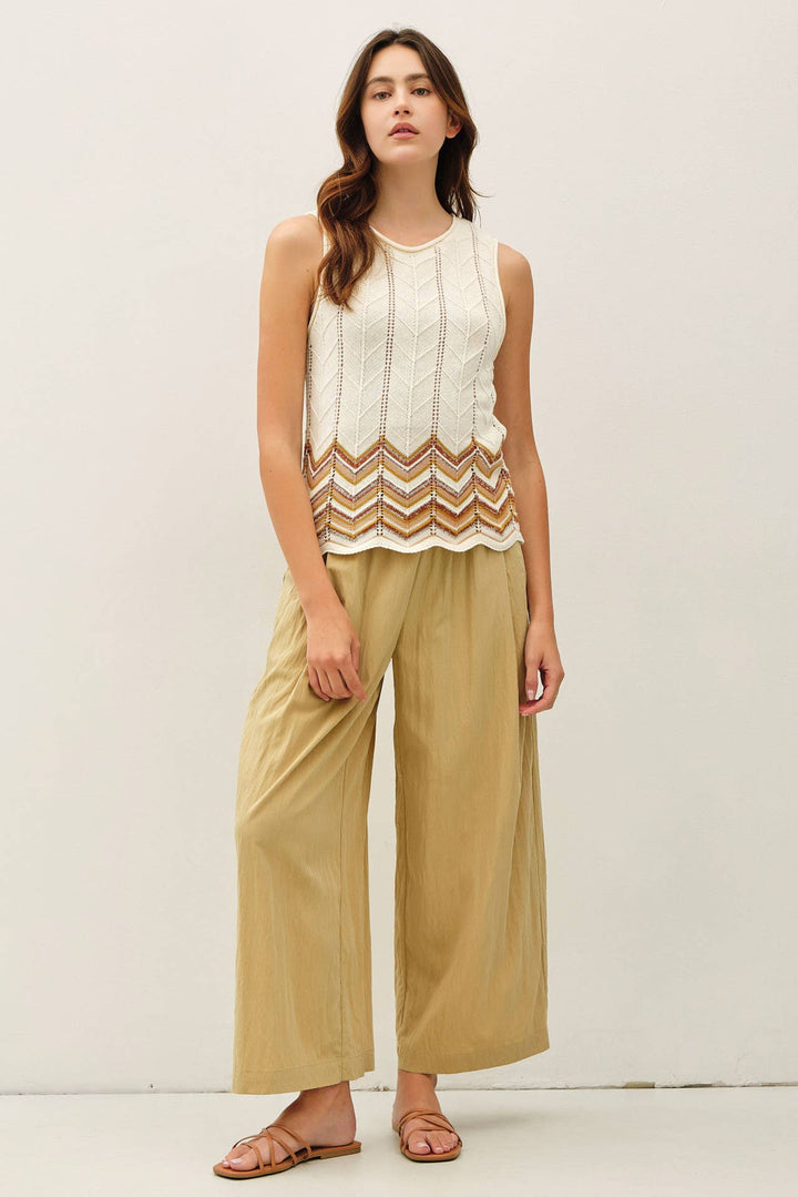 Pants - CRINKLED WIDE LEG CROPPED PULL ON PANTS - - Cultured Cloths Apparel