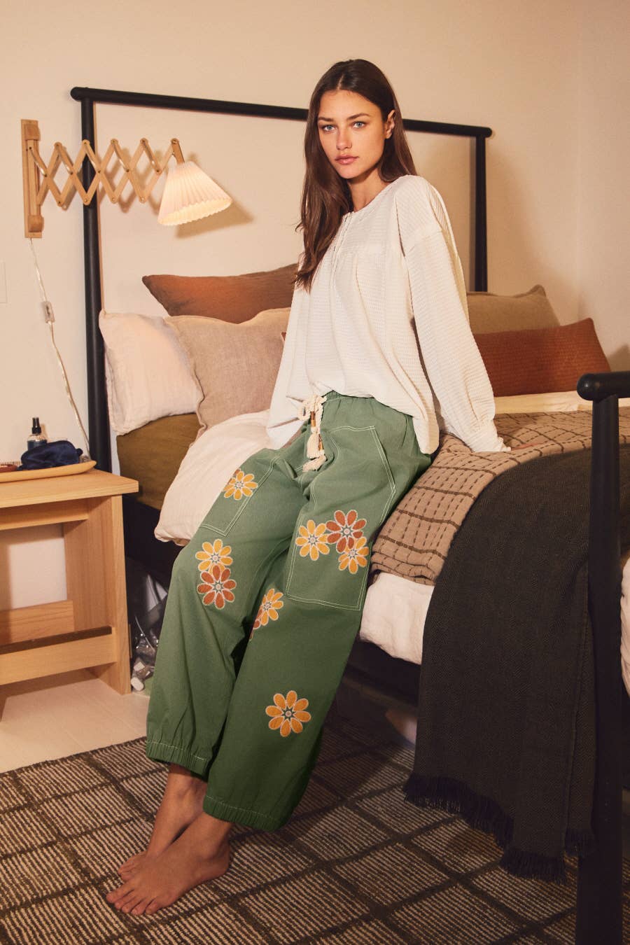 Pants - Floral Relaxed-fit Cropped Pants - - Cultured Cloths Apparel