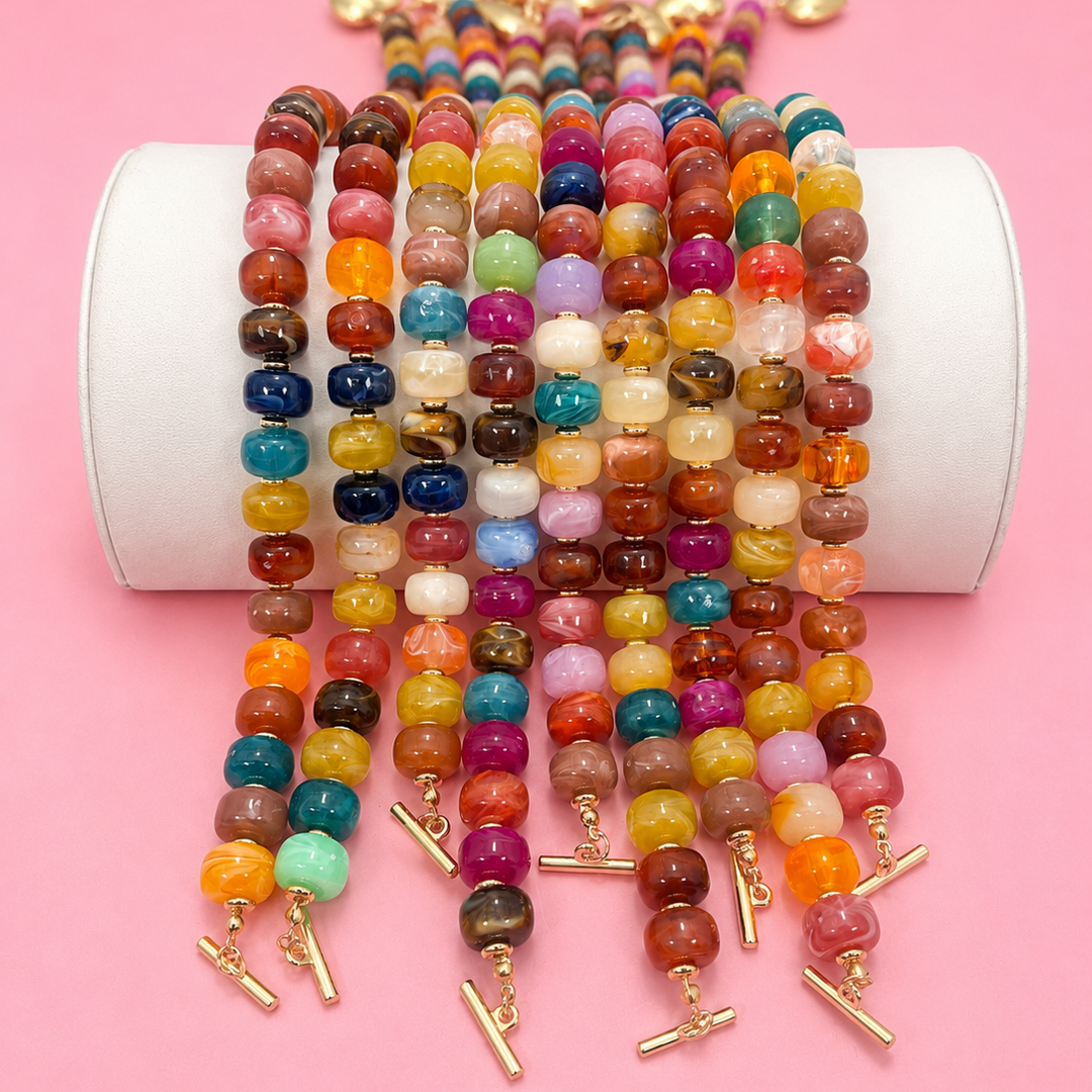 Accessories, Necklaces - MULTI BEADED HEART CHARM TOGGLE NECKLACE | 40NK9700 - - Cultured Cloths Apparel