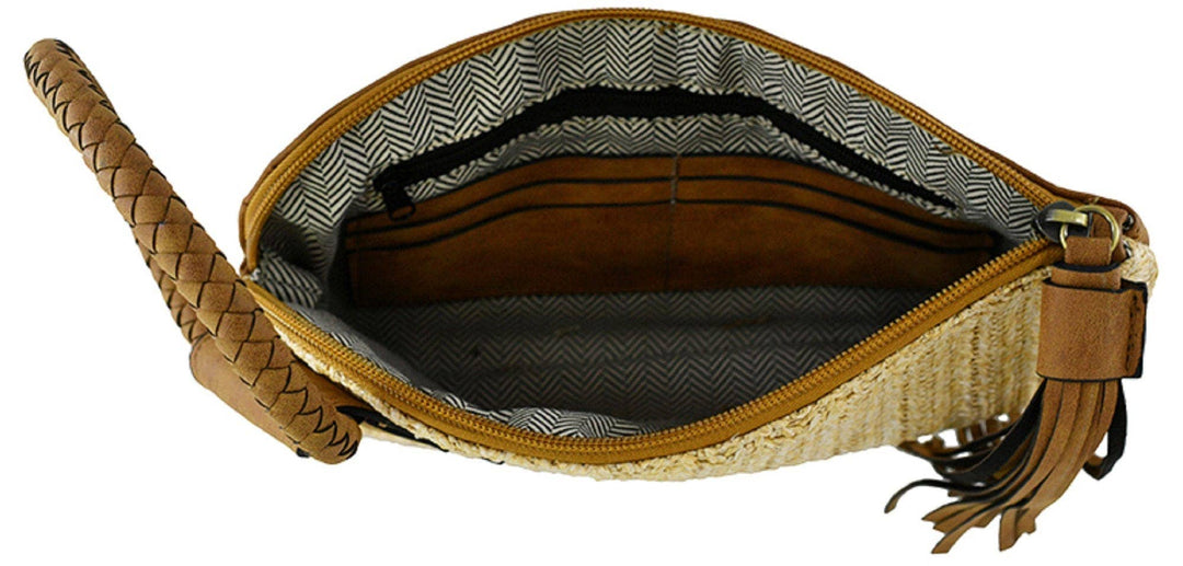 - Cheyenne Straw Wristlet/Clutch With Tassel - - Cultured Cloths Apparel