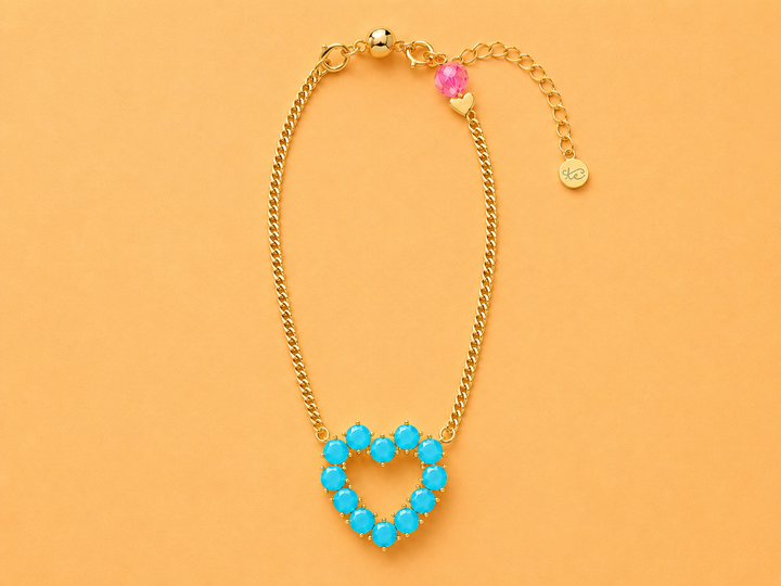 14K Gold-Plated Necklace - Gem Heart - Katie - Asst Styles