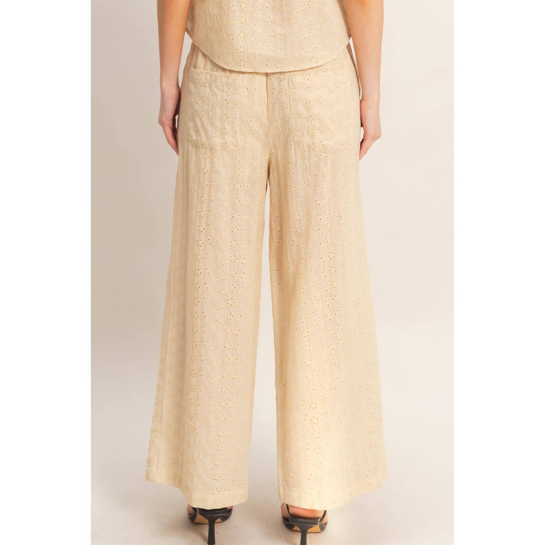 Olive Floral Eyelet Pants
