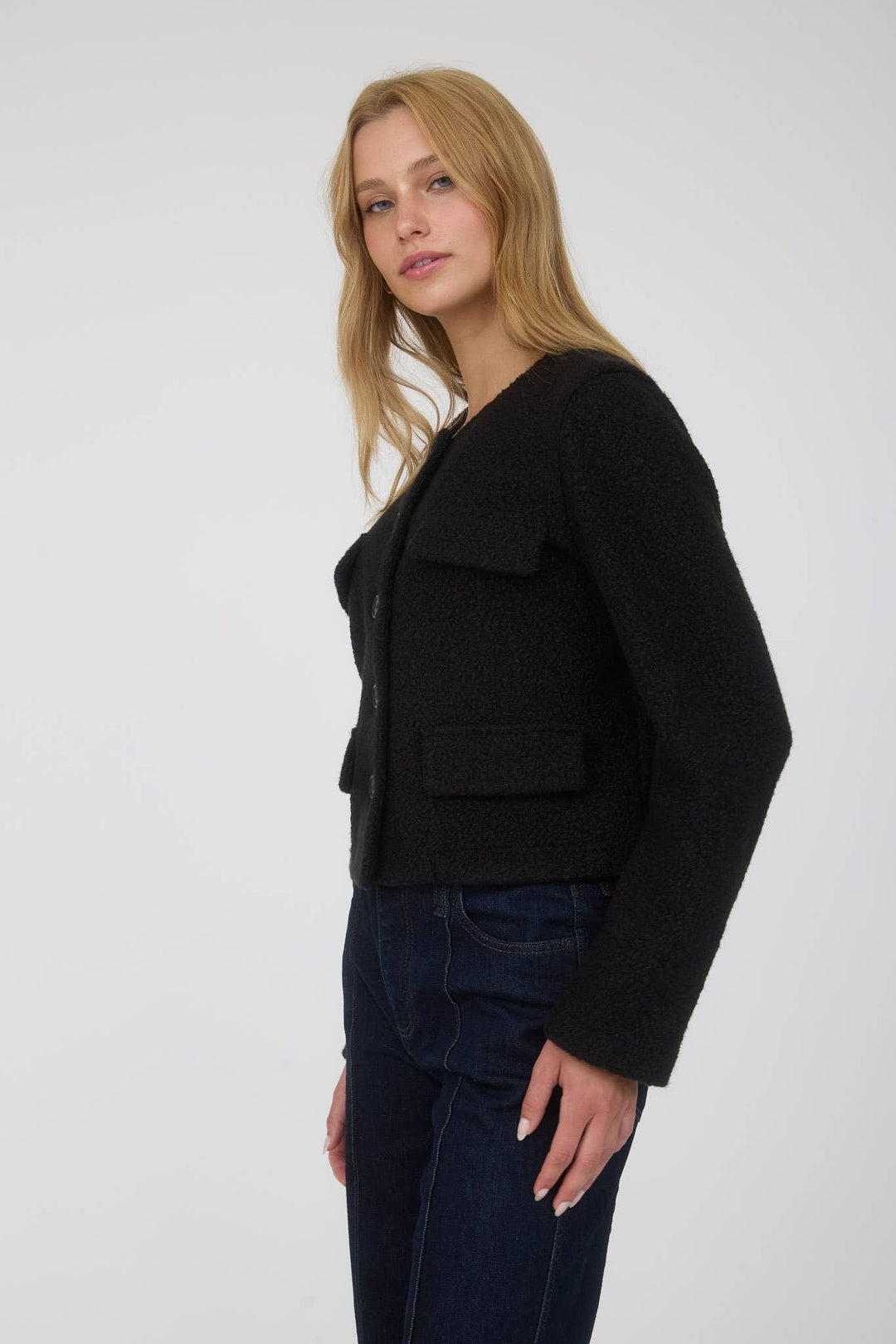 Outerwear - BUTTON DOWN SOLID TWEED JACKET - - Cultured Cloths Apparel