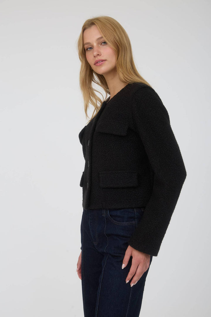 Outerwear - BUTTON DOWN SOLID TWEED JACKET - - Cultured Cloths Apparel