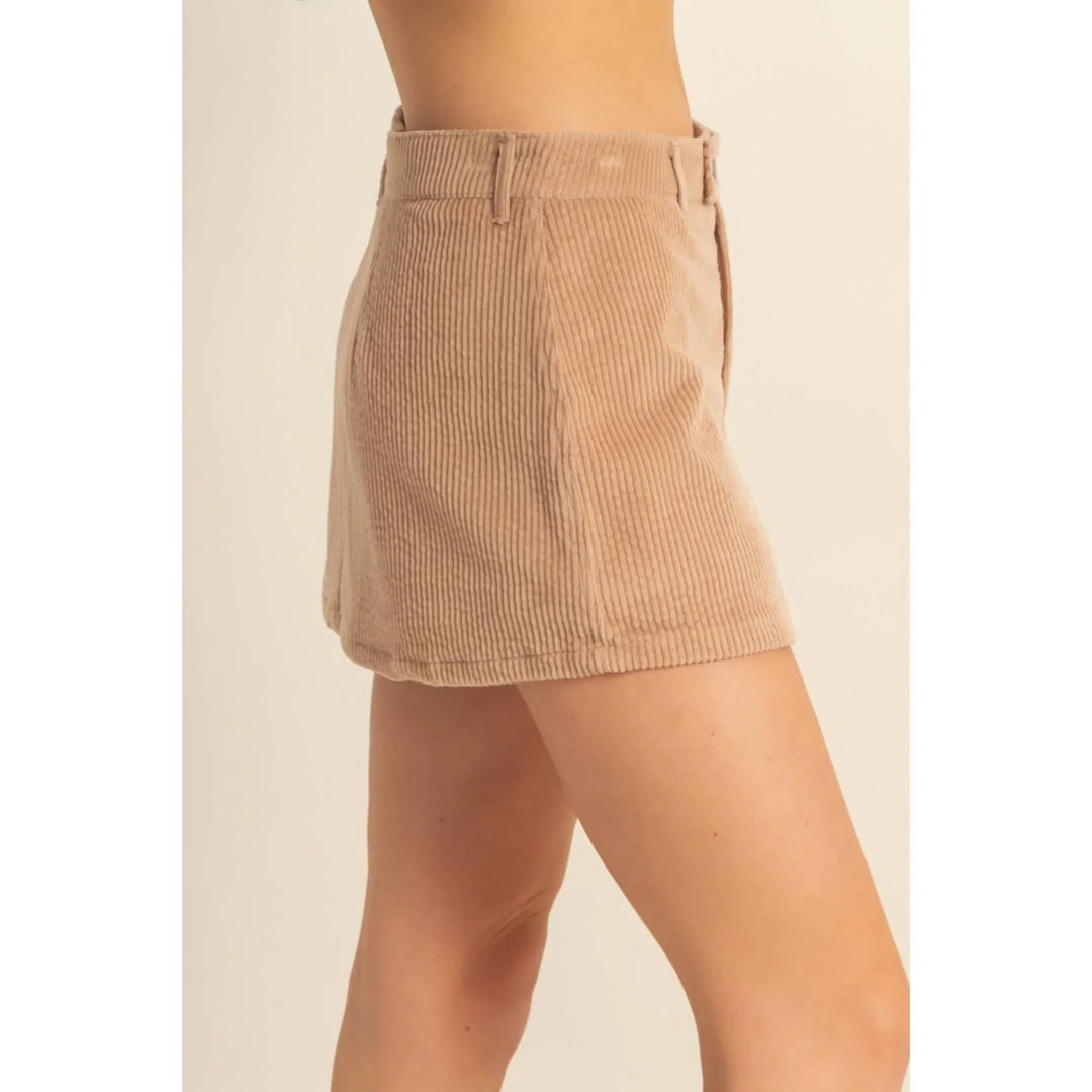 Women's Skirts - Flirty Corduroy Mid Waist Mini Skort - - Cultured Cloths Apparel