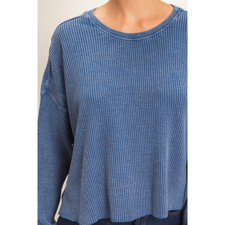 Mineral Wash Waffle Open Back Top
