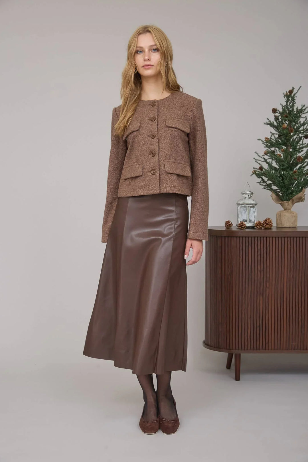 Outerwear - BUTTON DOWN SOLID TWEED JACKET - - Cultured Cloths Apparel