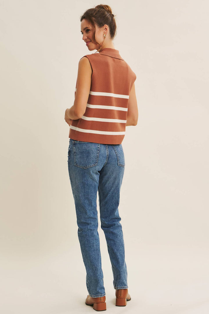 Women's Short Sleeve - ALL SEASON LAYERING VISCOSE RIB BUTTON-DOWN SWEATER VEST - - Cultured Cloths Apparel