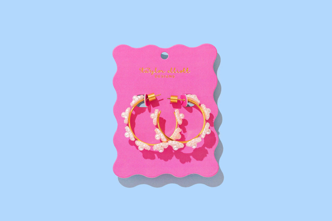 Accessories, Earrings - Hoop Earrings - Pearl Flowers - Amelia - - Cultured Cloths Apparel