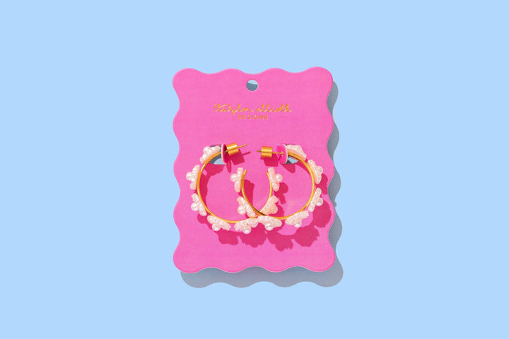 Accessories, Earrings - Hoop Earrings - Pearl Flowers - Amelia - - Cultured Cloths Apparel