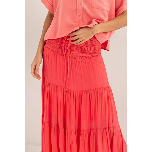 Women's Skirts - Drawstring Waist Tiered Maxi Skirt -  - Cultured Cloths Apparel