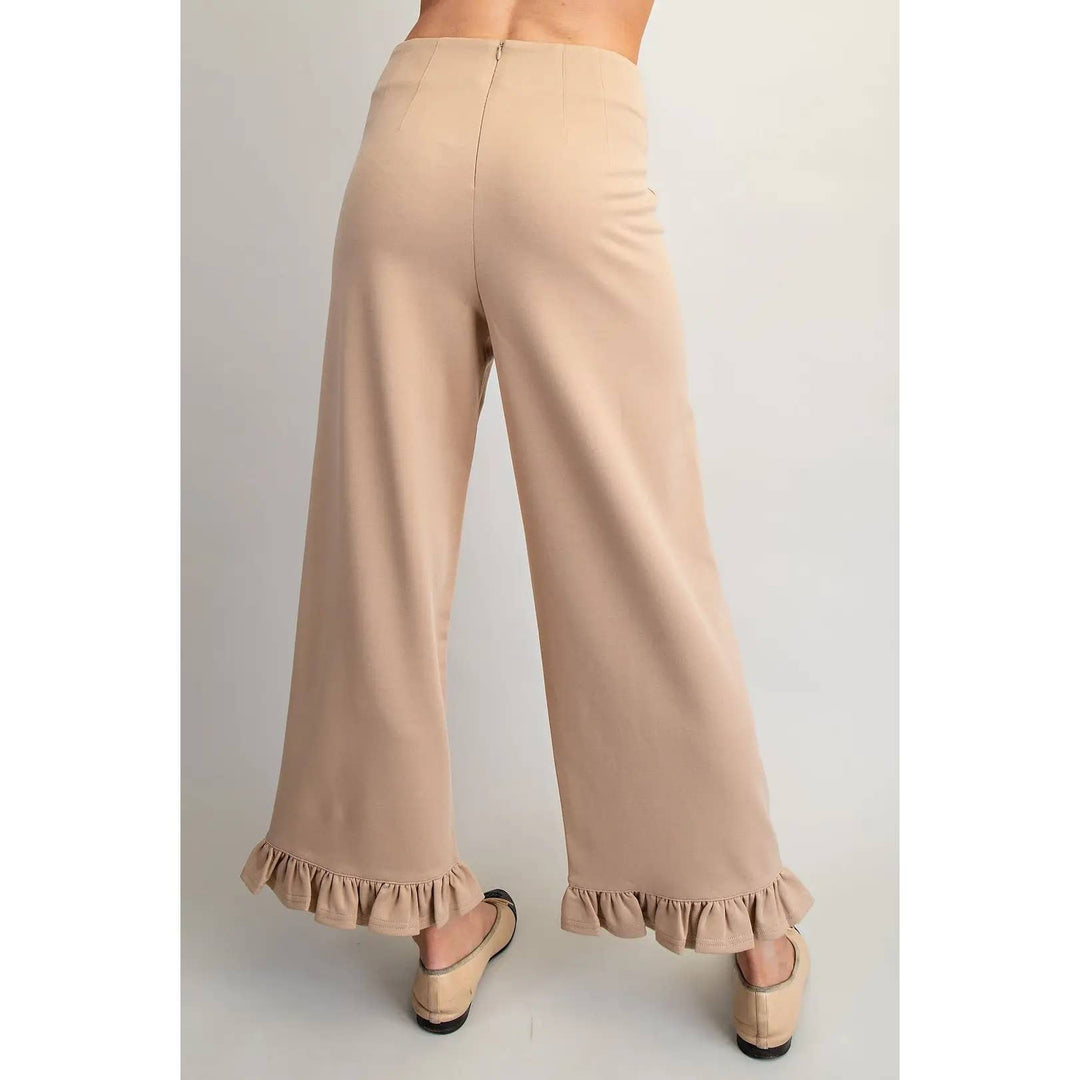 Pants - Straight Leg Ruffled Hem Pants - - Cultured Cloths Apparel