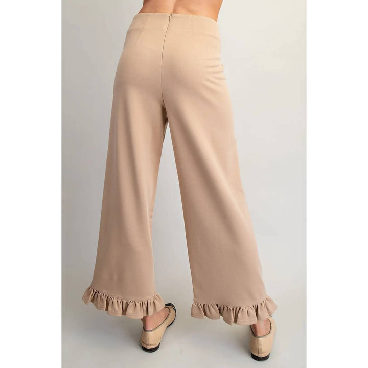 Pants - Straight Leg Ruffled Hem Pants - - Cultured Cloths Apparel