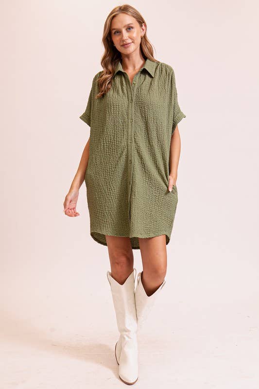 Dresses - Boho Gal Textured T Shirt Dress - - Cultured Cloths Apparel
