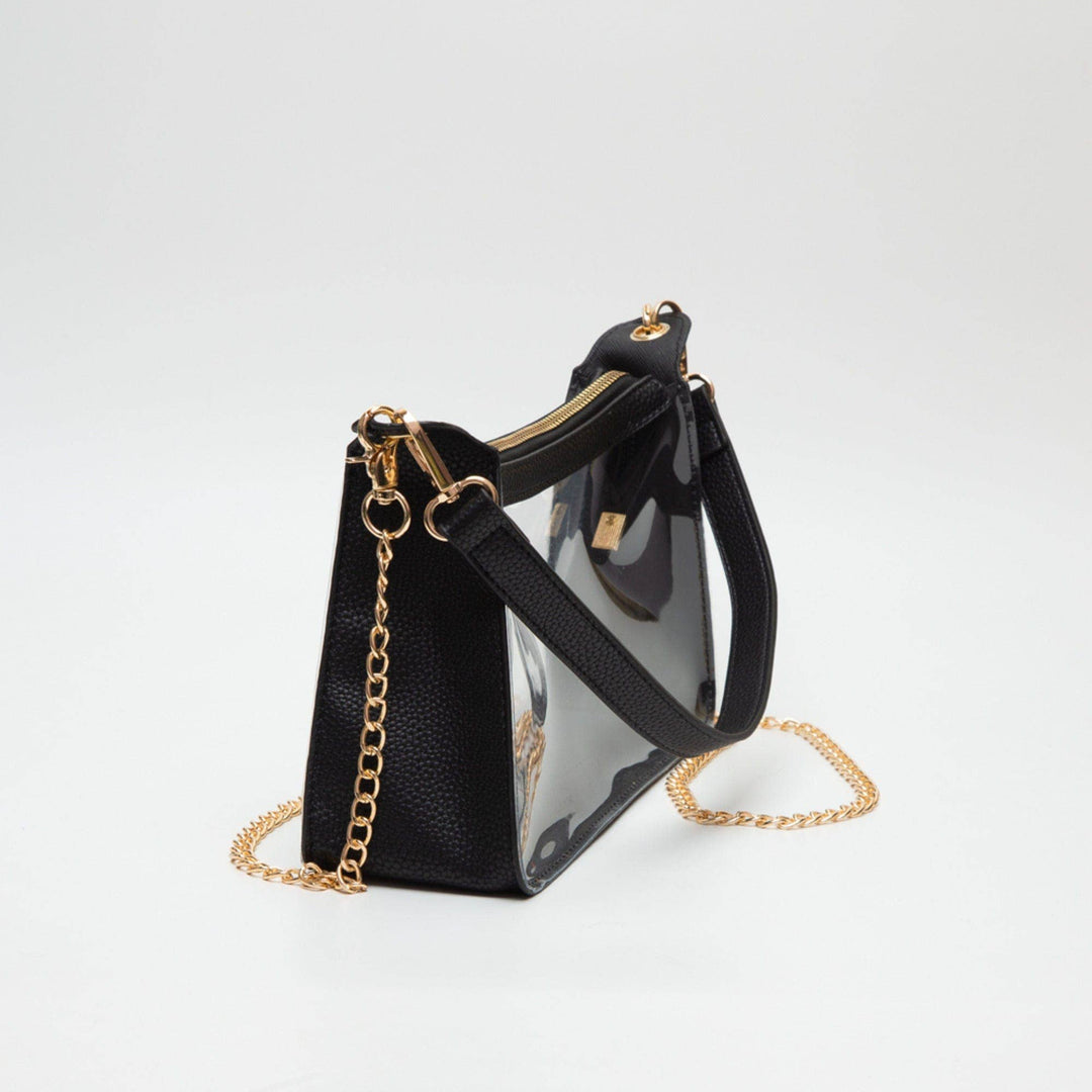 - Marilyn Clear Satchel Bag With Chain Strap - - Cultured Cloths Apparel