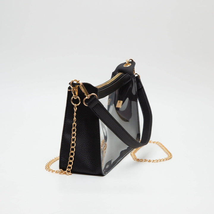 - Marilyn Clear Satchel Bag With Chain Strap - - Cultured Cloths Apparel