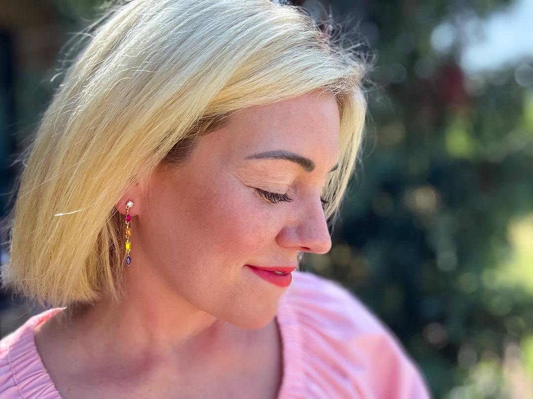 Dangle Earrings - Colorful Gemstones - Jasmine