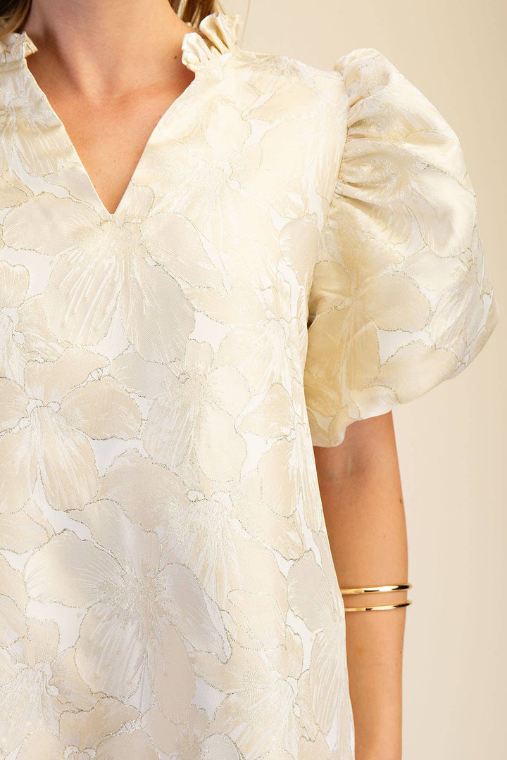 Dresses - Ruffle V-Neck Puff Sleeve Mini Dress - Spring / Summer - - Cultured Cloths Apparel