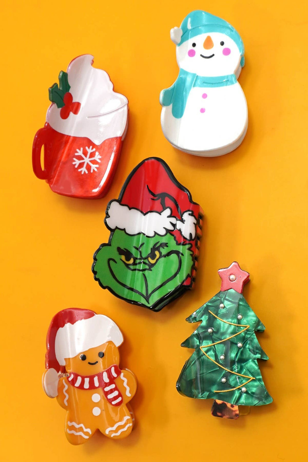 Accessories, Hair - CHRISTMAS TREE SANTA SNOWMAN HAIR CLAW CLIPS | 40H939 - - Cultured Cloths Apparel