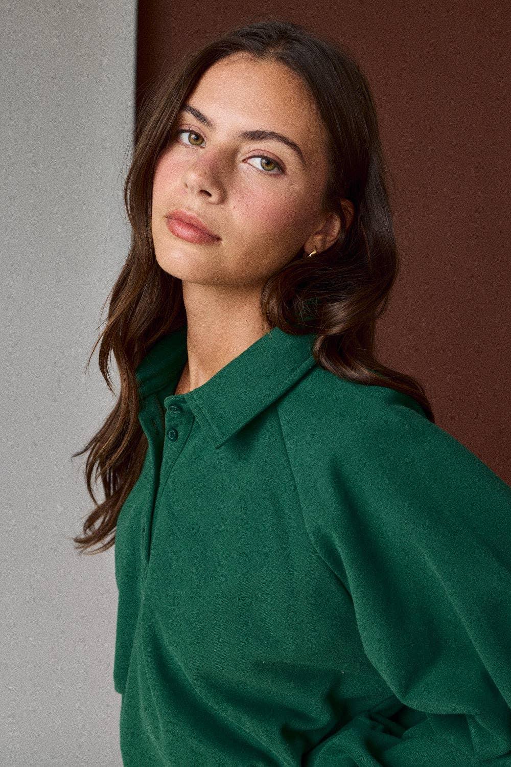 Oversized Long-Sleeve Polo