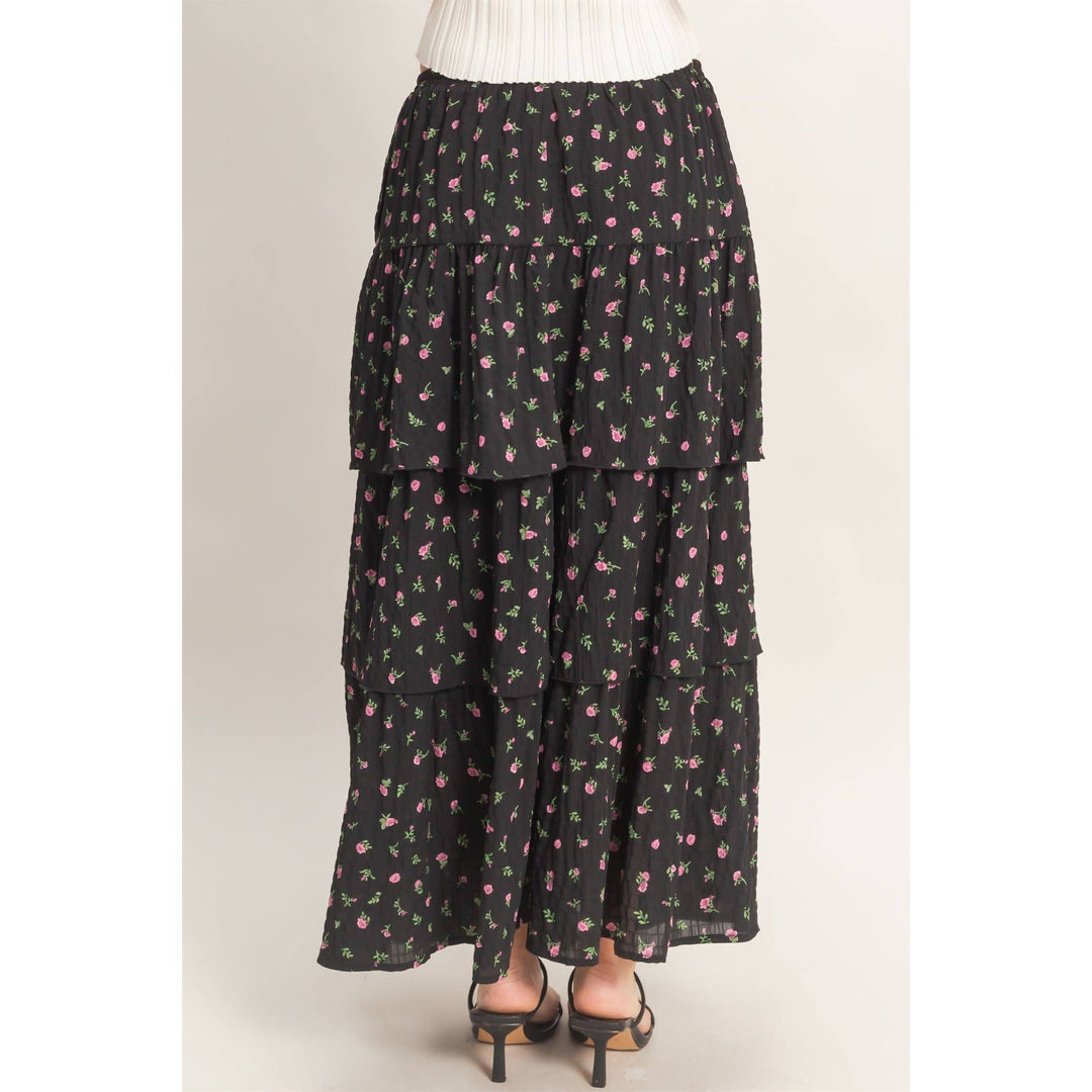 Tiered Floral Print Skirt