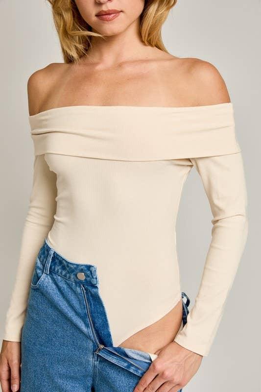 Women's Long Sleeve - Off Shoulder Bodysuit - - Cultured Cloths Apparel