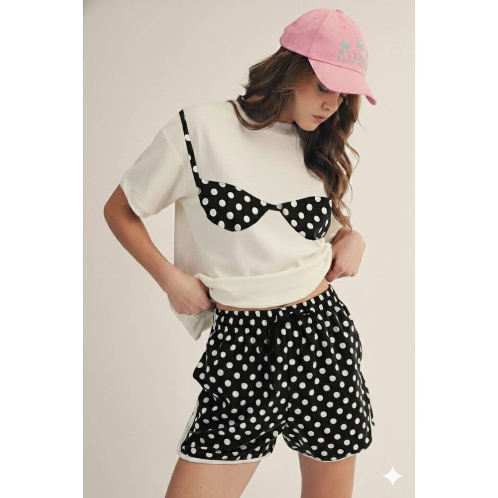 - Daydream In Polka Dots Bikini Top - BLACK - Cultured Cloths Apparel