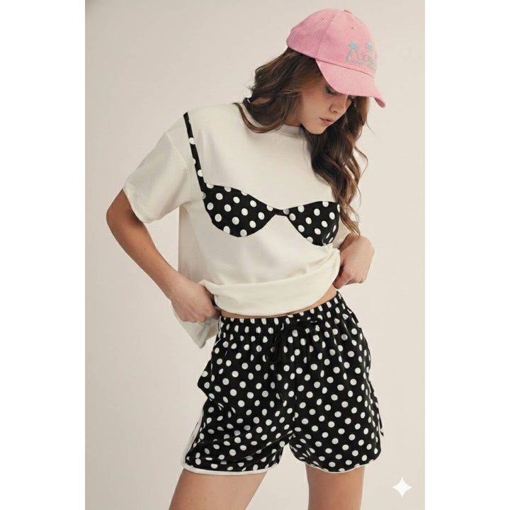 - Daydream In Polka Dots Bikini Top - BLACK - Cultured Cloths Apparel