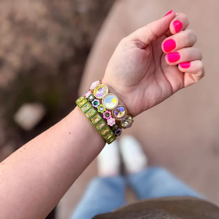 Accessories, Bracelets - Enamel Stretch Bracelet - Flowers - Daisy - - Cultured Cloths Apparel