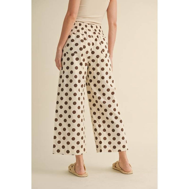 Pants - Polka dot print wide leg pants - - Cultured Cloths Apparel