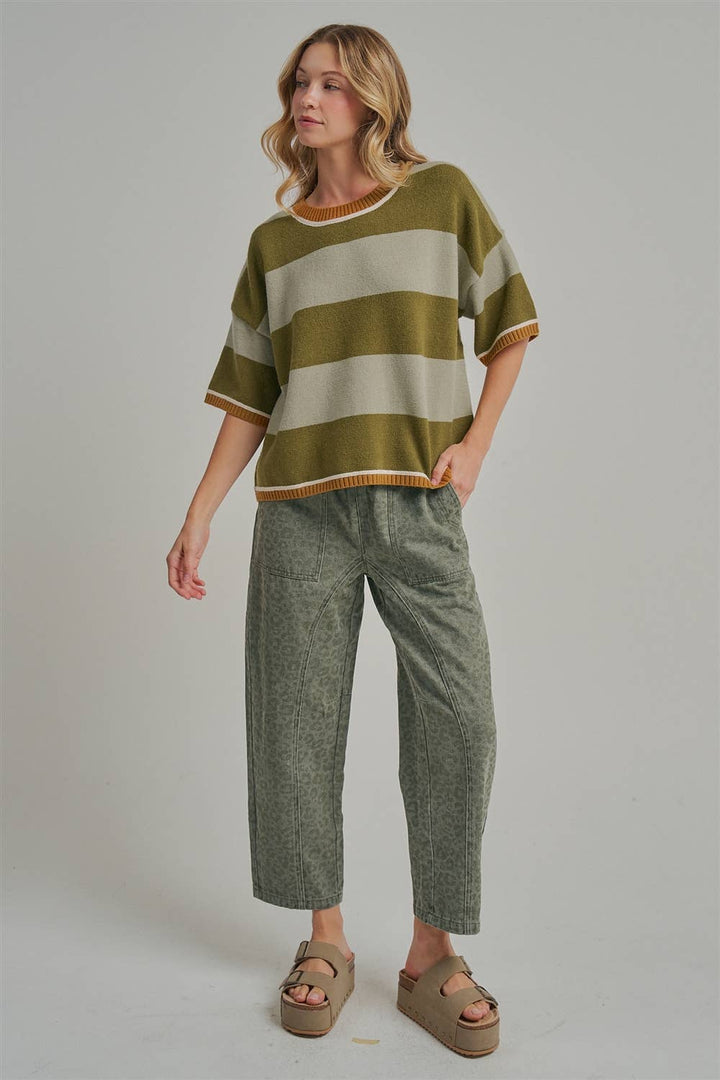 MID RISE CASUAL FIT VINTAGE LEOPARD PANTS