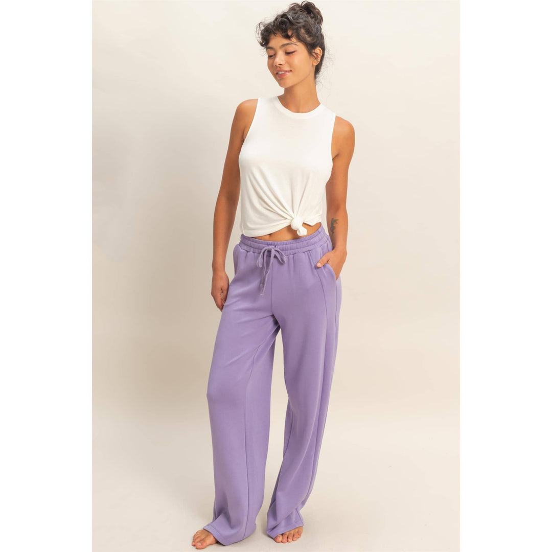 Elastic Waist Wide-Leg Pants