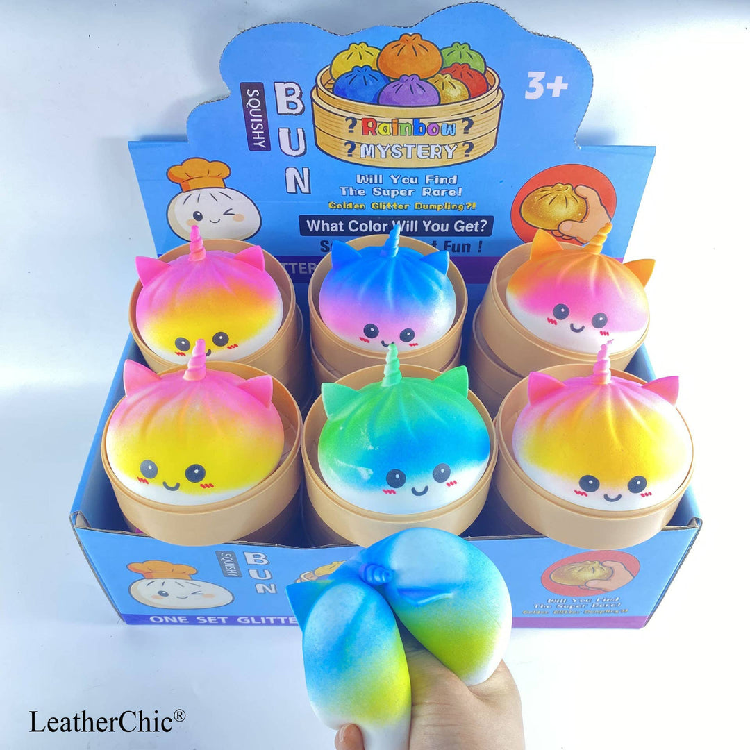 Mystery Squeeze Toy  Rainbow Unicorn Bun Squishy