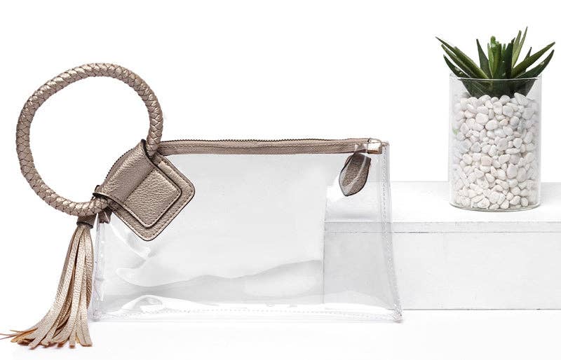 Accessories, Bags - Clear Cuff Handle Tassel Wrislet Clutch - - Cultured Cloths Apparel