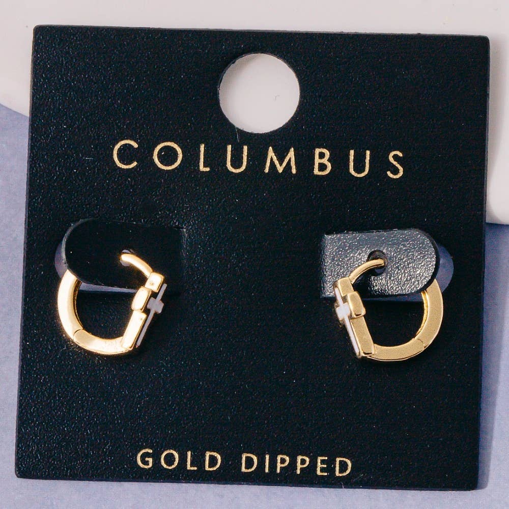 Accessories, Earrings - Gold Dipped Enamel Cross Huggie Hoop Earrings - - Cultured Cloths Apparel