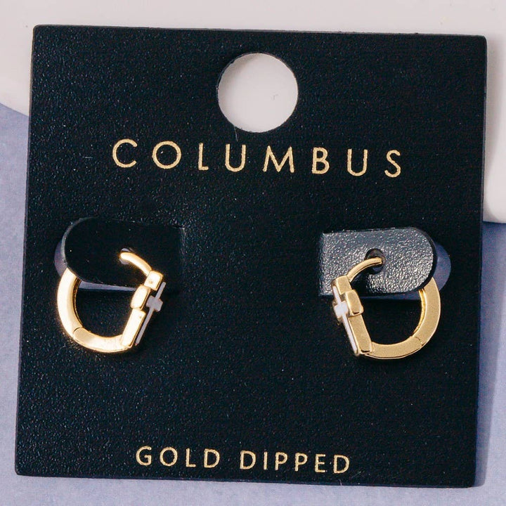 Accessories, Earrings - Gold Dipped Enamel Cross Huggie Hoop Earrings - - Cultured Cloths Apparel