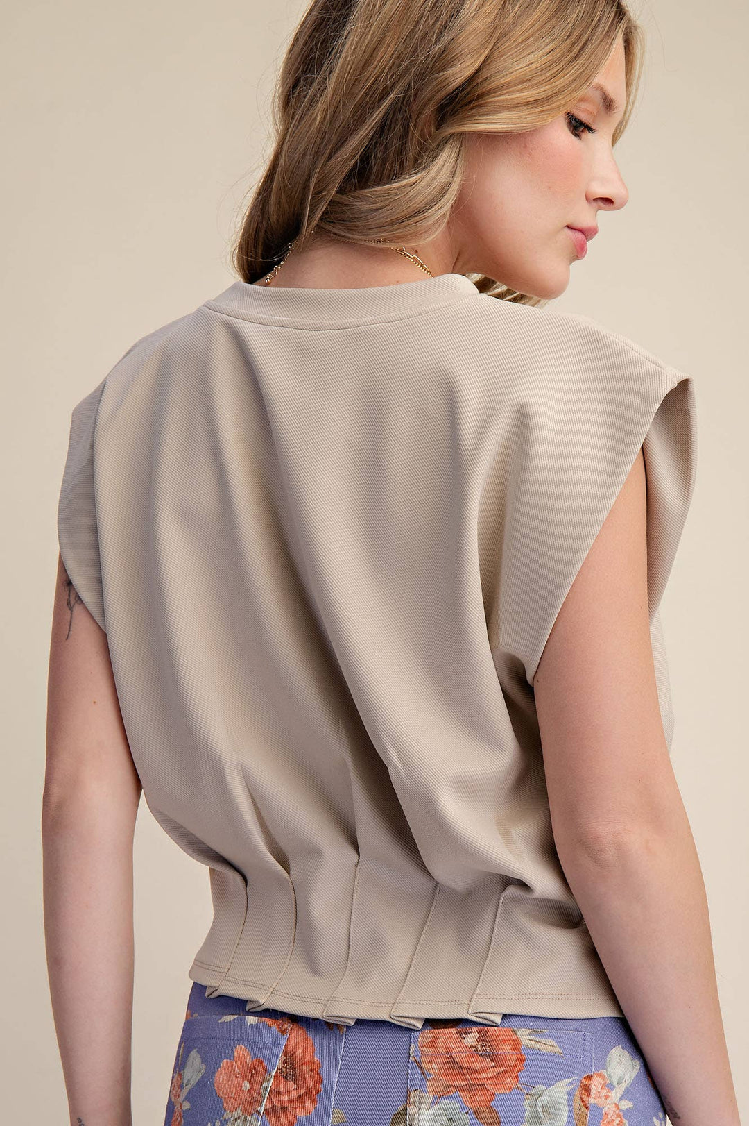 - Pleated Waist Minimalist Chic Modern Crop Top - - Cultured Cloths Apparel