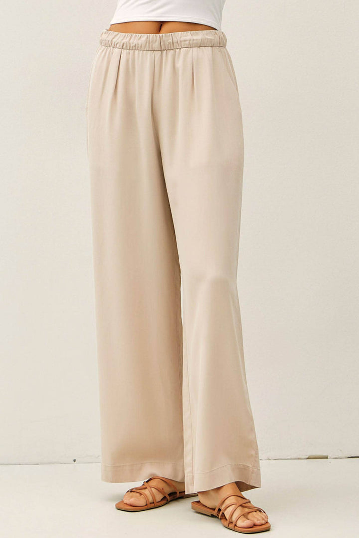 Pants - SAND WASHED FLOWY TENCEL WIDE LEG PANTS - - Cultured Cloths Apparel