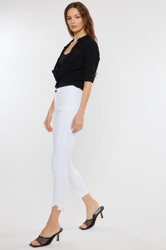 Denim - High Rise Hem Detail Ankle Skinny Jeans -  - Cultured Cloths Apparel