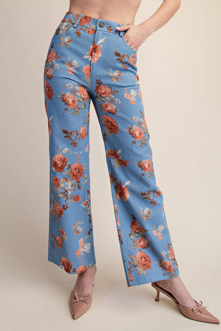 Pants - Straight Leg Floral Pants - - Cultured Cloths Apparel