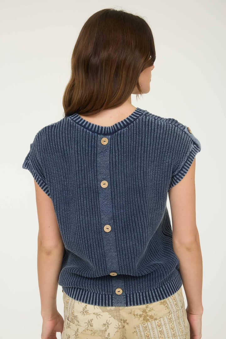 Women's Short Sleeve - WASHED KNIT SHORT TAB SLEEVE PULLOVER SWEATER - - Cultured Cloths Apparel