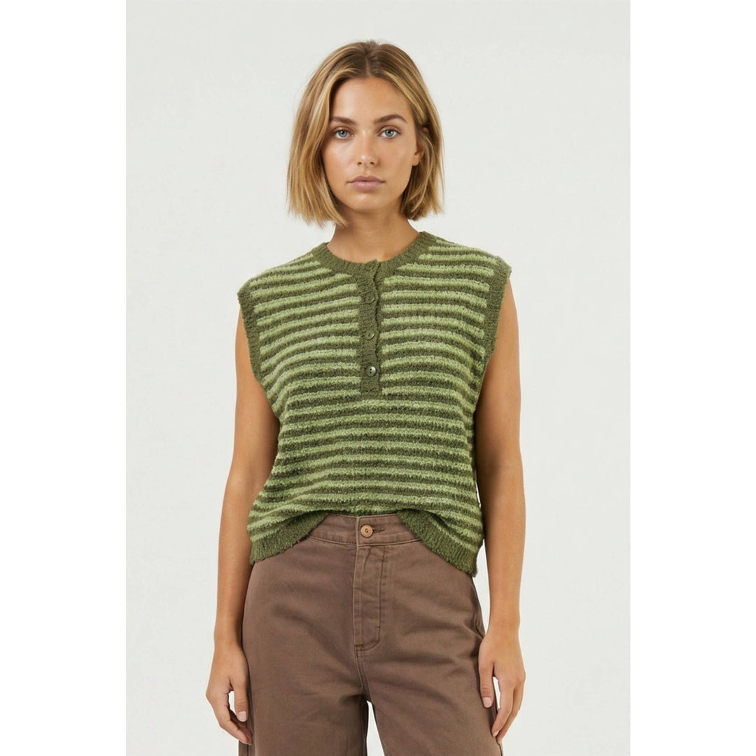Stripe henley sweater vest