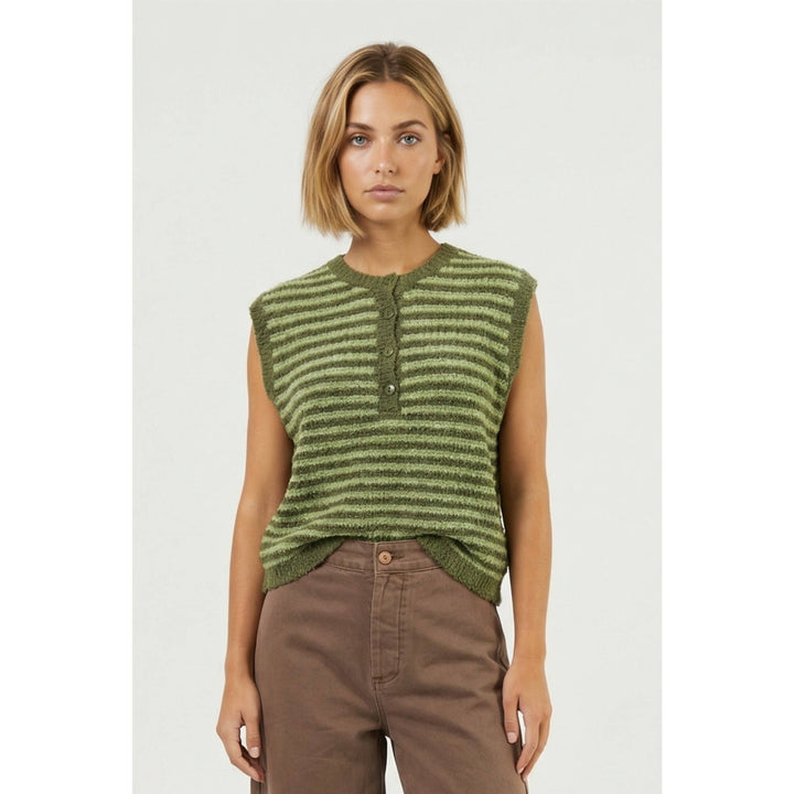Stripe henley sweater vest