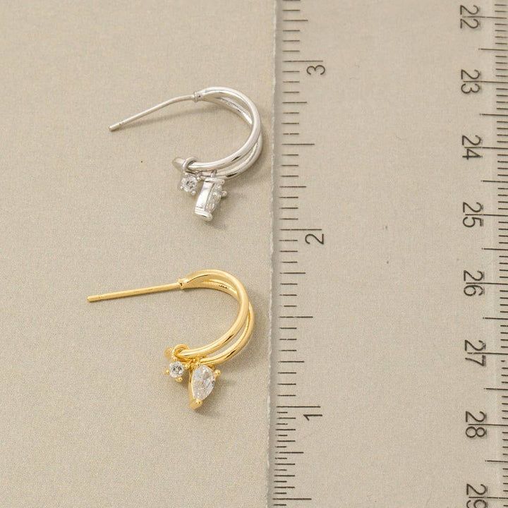 Accessories, Earrings - Gold Dipped Cz Two Row Hoop Earrings - - Cultured Cloths Apparel