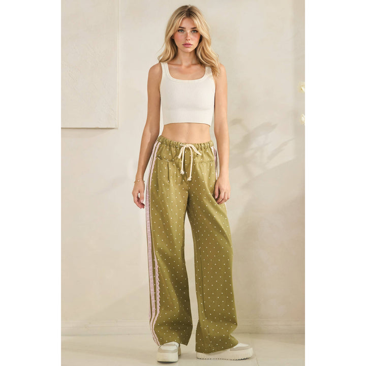 Pants - Polka Dot Pants with Satin Contrast Accents - - Cultured Cloths Apparel